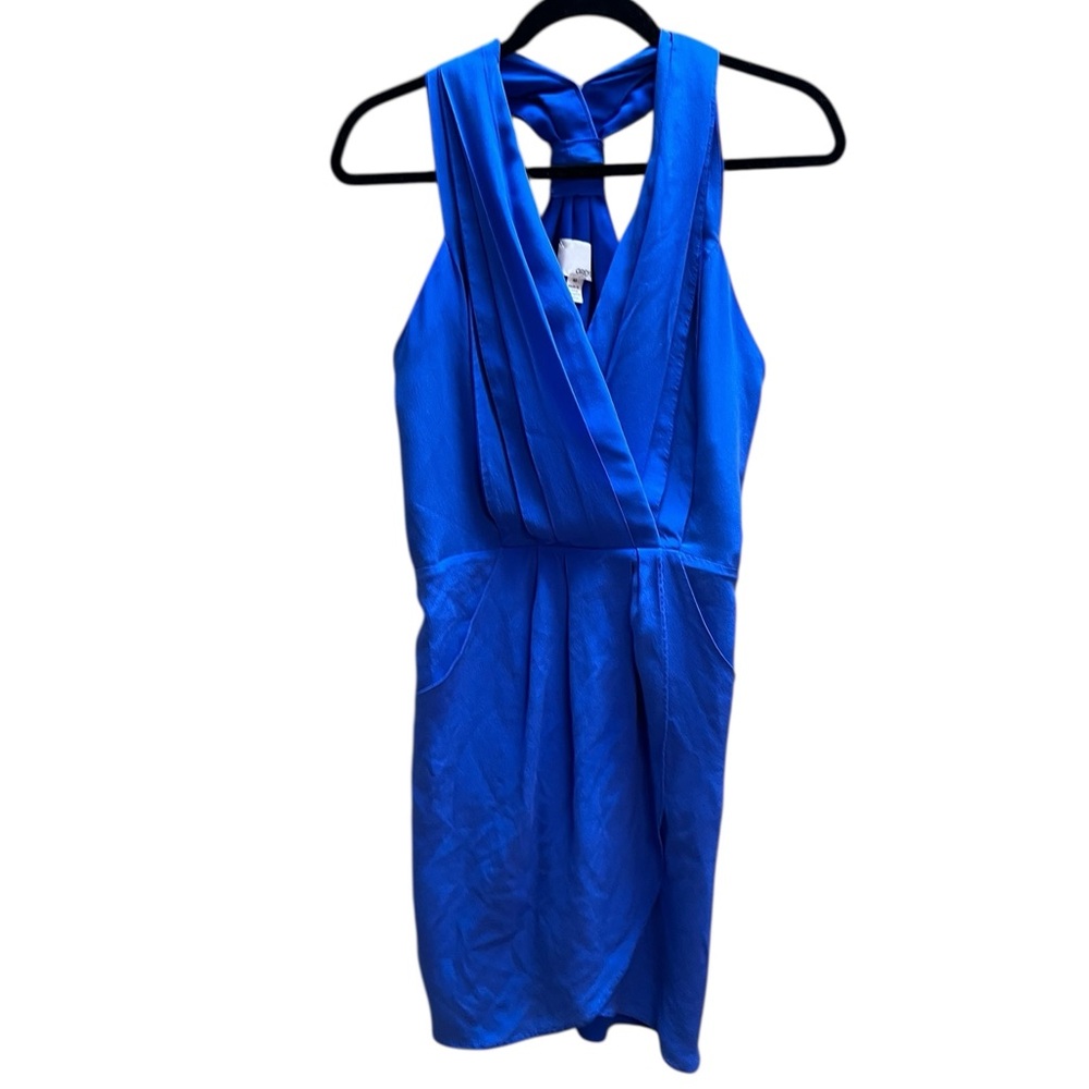Greylin cobalt blue razor back silk dress size medium